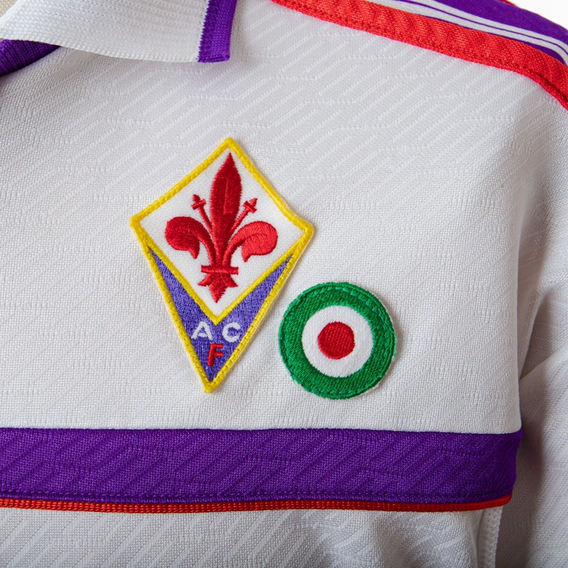Camisa Fiorentina Away 2001/02 - Retrô Mizuno Masculino - Branco e roxo
