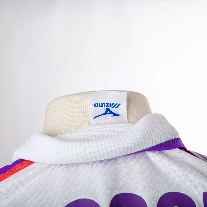 Camisa Fiorentina Away 2001/02 - Retrô Mizuno Masculino - Branco e roxo