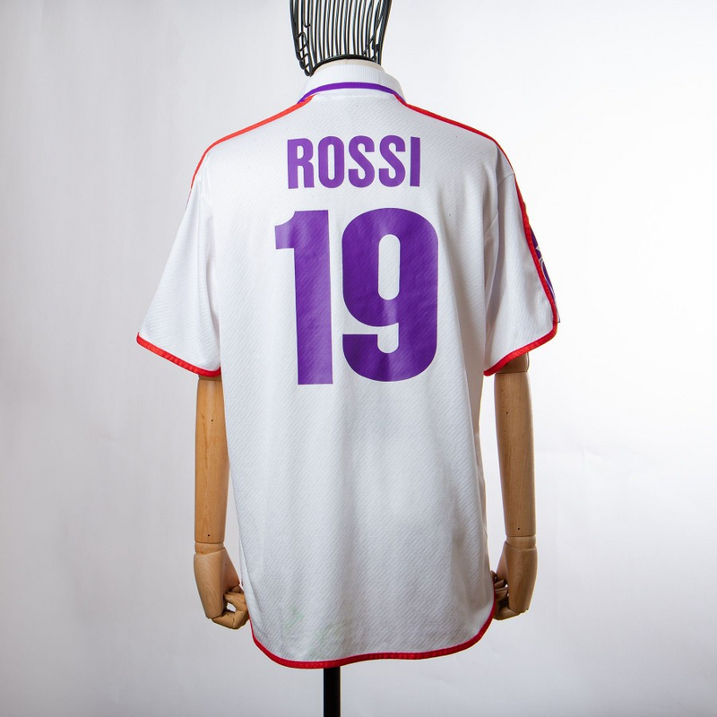 Camisa Fiorentina Away 2001/02 - Retrô Mizuno Masculino - Branco e roxo