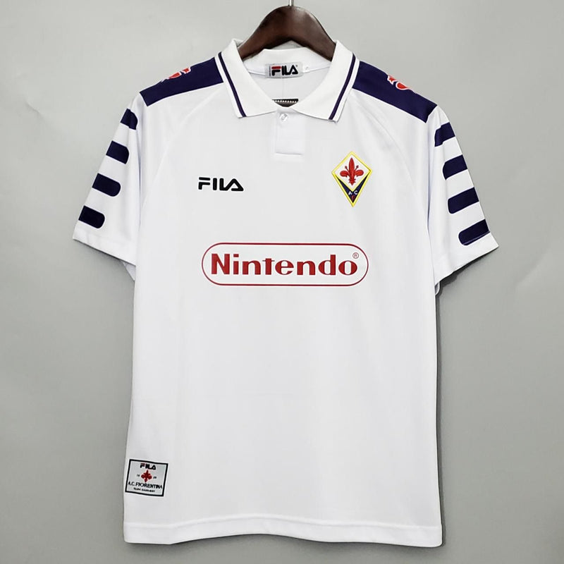 Camisa Fiorentina Away 1998/99 - Retrô Fila Masculino - Branco e roxo