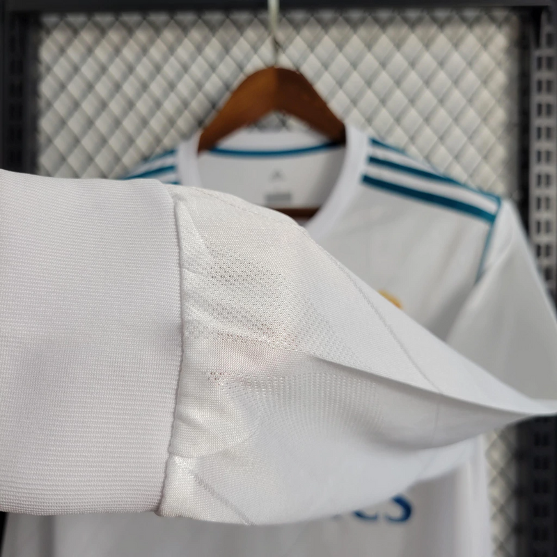 Camisa Real Madrid Home 2017/18 Manga Longa - Retrô Adidas Masculina - Branca