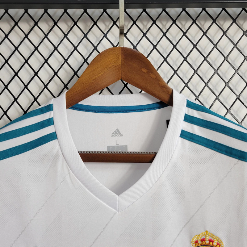 Camisa Real Madrid Home 2017/18 Manga Longa - Retrô Adidas Masculina - Branca