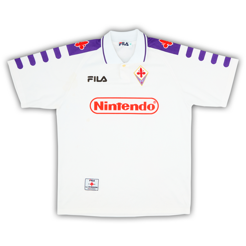 Camisa Fiorentina Away 1998/99 - Retrô Fila Masculino - Branco e roxo