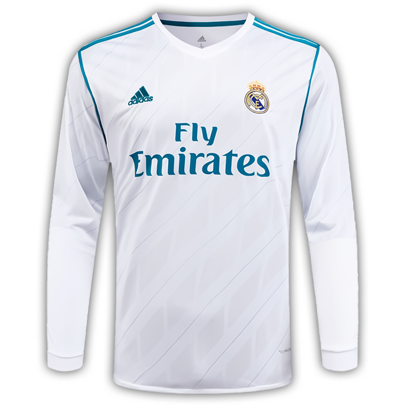Camisa Real Madrid Home 2017/18 Manga Longa - Retrô Adidas Masculina - Branca