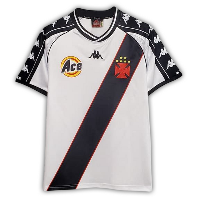 Camisa Vasco Home 1999/00 - Retrô Kappa Masculino - Branco e Preto