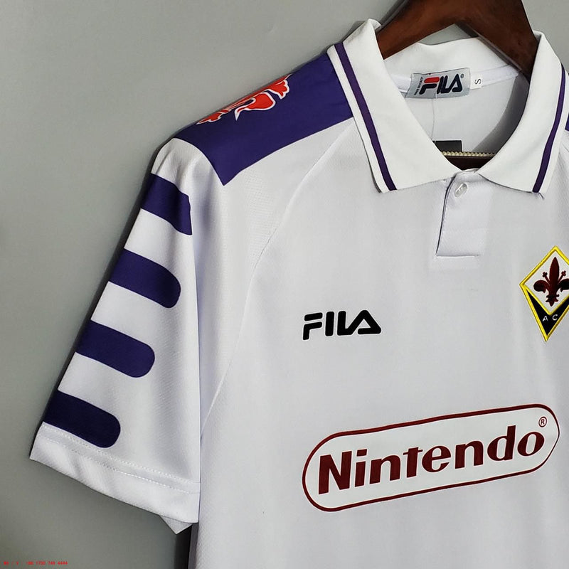 Camisa Fiorentina Away 1998/99 - Retrô Fila Masculino - Branco e roxo